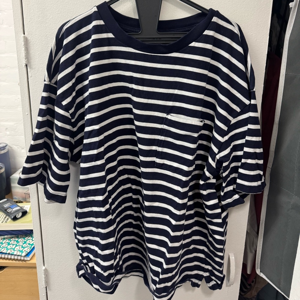 GAP Navy and White Striped Tee